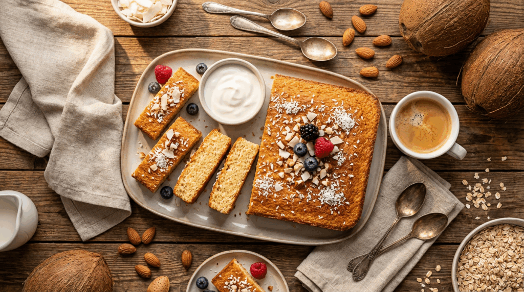 Blat kokosowy z 4 białek: zdrowy deser proteinowy i batonik