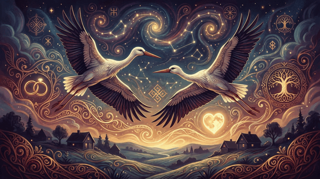 Dwa bociany w locie znaczenie: symbolika pary w powietrzu