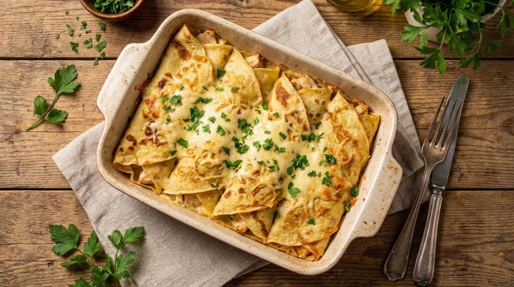 Naleśniki zapiekane z kurczakiem: Idealna kolacja dla każdego