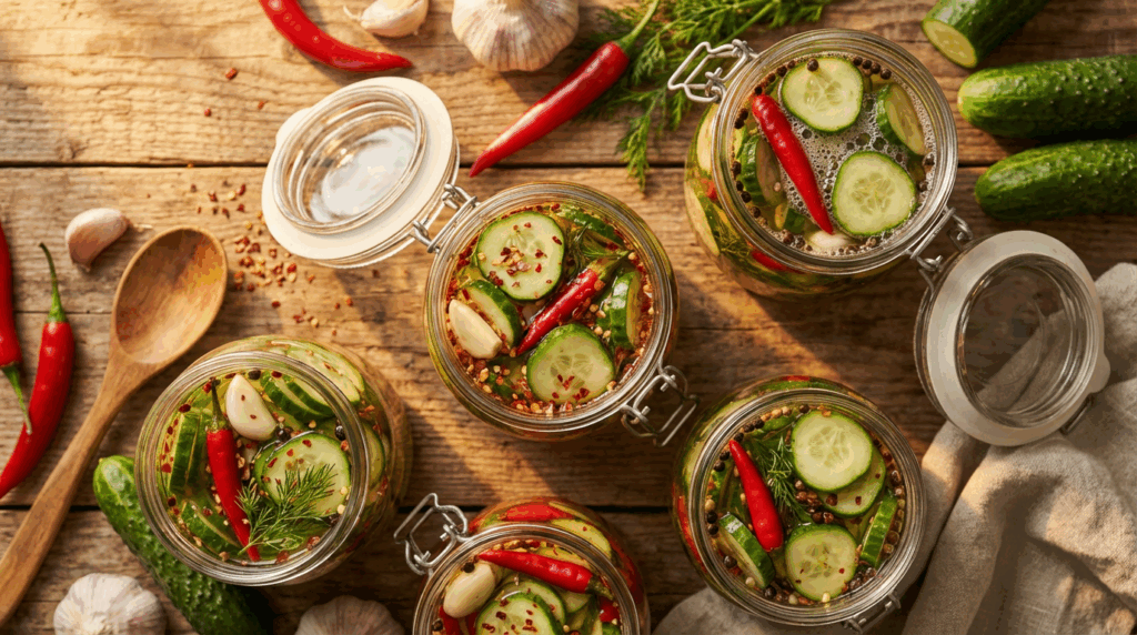 Ogórki z chili w plastrach: Pikantna rozkosz w słoiku!
